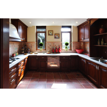 High End Solid Wood Kitchen Cabinet With Cooking Top And Microwave